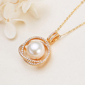 จี้ไข่มุกน้ำจืดทรงรังนกแบบขายส่ง & ชาร์มสีขาว ชุบทองแดงแท้ประดับเพชรซิคอน มีหลายขนาดให้เลือก - Product Image 4