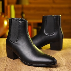 Bottines Chelsea rétro de style britannique pour hommes, à bout <span class=keywords><strong>pointu</strong></span>, tendance, à la mode, nouvelles, décontractées, polyvalentes, avec fermeture éclair latérale - Product Image 2