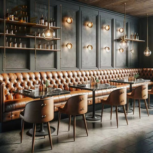 Juego de Muebles Nórdicos para Comida Rápida, Mesa Cuadrada y Silla Curva, Sofá Largo para Restaurante, Cafetería - Product Image 2