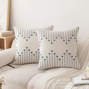 Boho Style Polyester Cotton Geometric Wave Pattern Throw Cushion Cover Modern Square Knitted Pillow Covers for Sofa,Couch, Bed