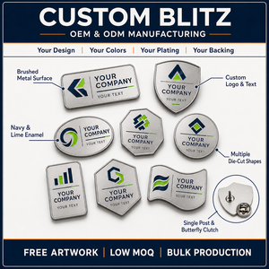 Juego de Insignias Personalizadas con Logotipo Corporativo en Metal Cepillado en Múltiples Formas para Reconocimiento a los Empleados - Product Image 4