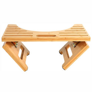 Tabouret de toilette pliable en bois de bambou, hauteur réglable, portable, gain de place, design minimaliste - Product Image 1