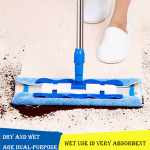 Vadrouille plate en alliage Tête de chiffon absorbante Manche en acier inoxydable Serpillière de nettoyage domestique Pince-poussière pour planchers en bois Poteau en aluminium - Product Image 3