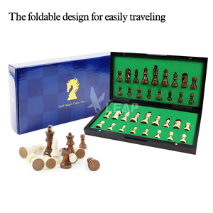 Échiquier <span class=keywords><strong>pliant</strong></span> en bois d'ébène de 13 pouces 33cm avec pièces Staunton de 2.5 pouces 6.2cm jeu d'échecs en bois prêt à jouer en stock - Product Image 2