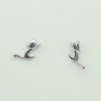 Boucles d'oreilles clous en argent sterling 925 avec zircon, motif chat mignon et tendance pour femme, bijoux en argent simples