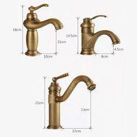 Grifo de Lavabo Retro de Latón Macizo Dorado Antiguo de Lujo, Monomando de Agua Fría y Caliente para Proyectos de Hoteles y Villas