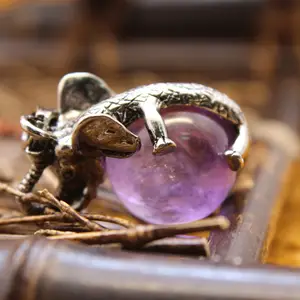 Collier pendentif boule d'améthyste en pierre naturelle, perles porte-bonheur, bijoux, accessoires de bricolage
