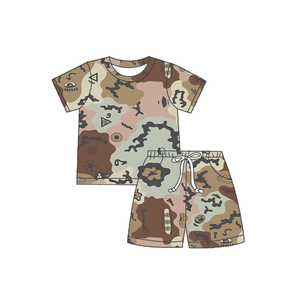 Nouveau été à manches courtes Shorts enfants 2 pièces tenue personnalisé sud imprimé lait soie bébé enfants garçon ensemble de vêtements - Product Image 4