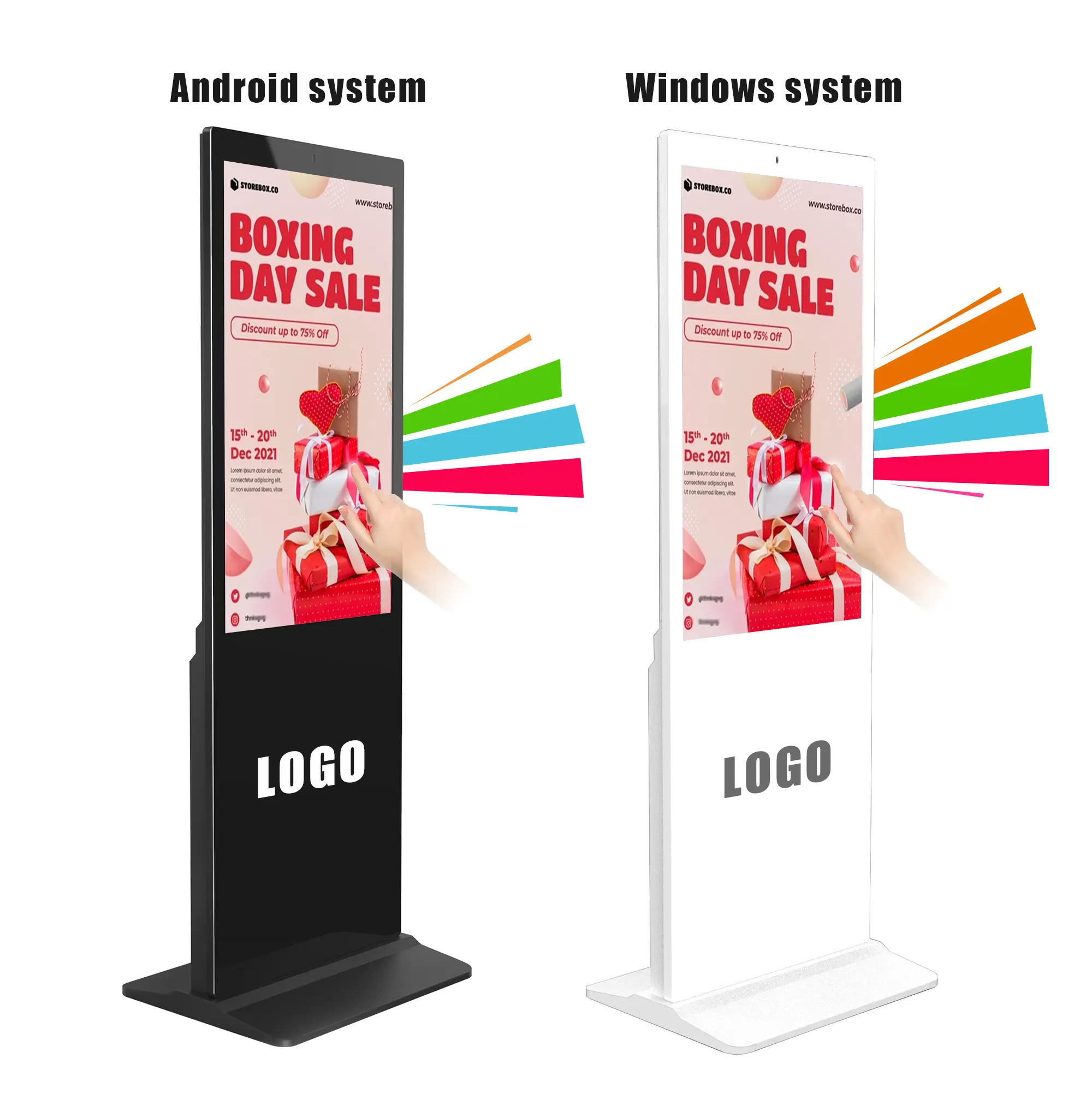 Kiosque de sol de haute qualité, avec signalisation numérique, écran tactile Android, présentoirs de lecteur de publicité