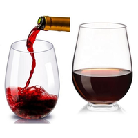Verre à vin en plastique incassable de 16 oz, gobelet sans pied réutilisable, transparent comme du cristal, avec logo personnalisé, sans MOQ