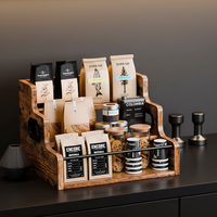 Exhibidor de Madera de Tres Niveles para Vino, Café y Jarabes, Mini Bar, Organizador de Almacenamiento para Whisky y Licores