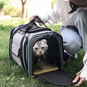 Transportines para perros con cremalleras para gatitos 2 lados Transportín para gatos expandible Aprobado por la aerolínea Transparente Transpirable Espacio de viaje - Product Image 6