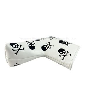 Lame Aimant Tête Couverture Blanc Squelette Broderie Headcover Club Putter Couverture En Cuir PU Étanche <span class=keywords><strong>Golf</strong></span> Putter Headcovers - Product Image 6