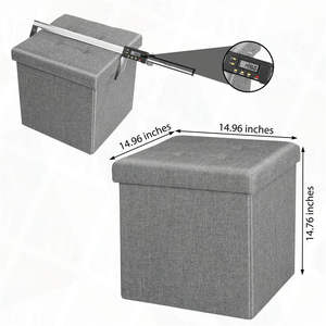 BAILEY bonne qualité cuir tissu Cube boîte stockage pouf banc repose-pieds tabouret pour salon - Product Image 2