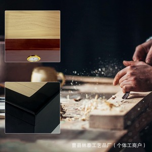 Caja de Almacenamiento de Cigarros de Madera, Rectangular, Retro, Negra, con Tapa Abatible y Higrómetro, Humidor de Escritorio - Product Image 4
