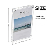 Cadre photo magnétique en acrylique transparent de 7 pouces, épaisseur 10+10 mm, double face, support d'affichage pour photos pour la maison, les mariages et la décoration de cadeaux