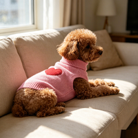 Pull pour chien en acrylique avec broderie en forme de cœur, col roulé, chaud, pour l'hiver, pour petits chiens, vert rose