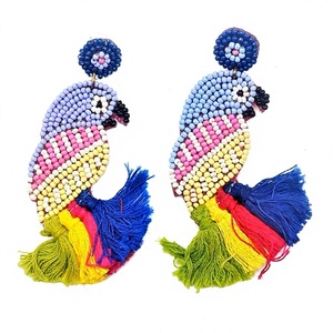Meilleures Boucles d'Oreilles Pendante à Pompons en Forme d'Oiseaux Perlés Colorés pour Femme, Bijoux de Fête Bohèmes Élégants, Accessoire de Mode pour Mariage - Product Image 1