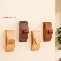 Lot de 4 pinces à couette en bois massif, robustes, pour fixation murale, support professionnel pour tapisseries et textiles