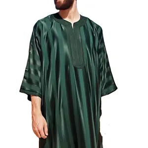 Marokkaanse Mannen Thobes Moslim Borduurwerk Jubbah Islamic Kleding Arabische Saudi Mode Thawb Gewaad Voor Man M0059
