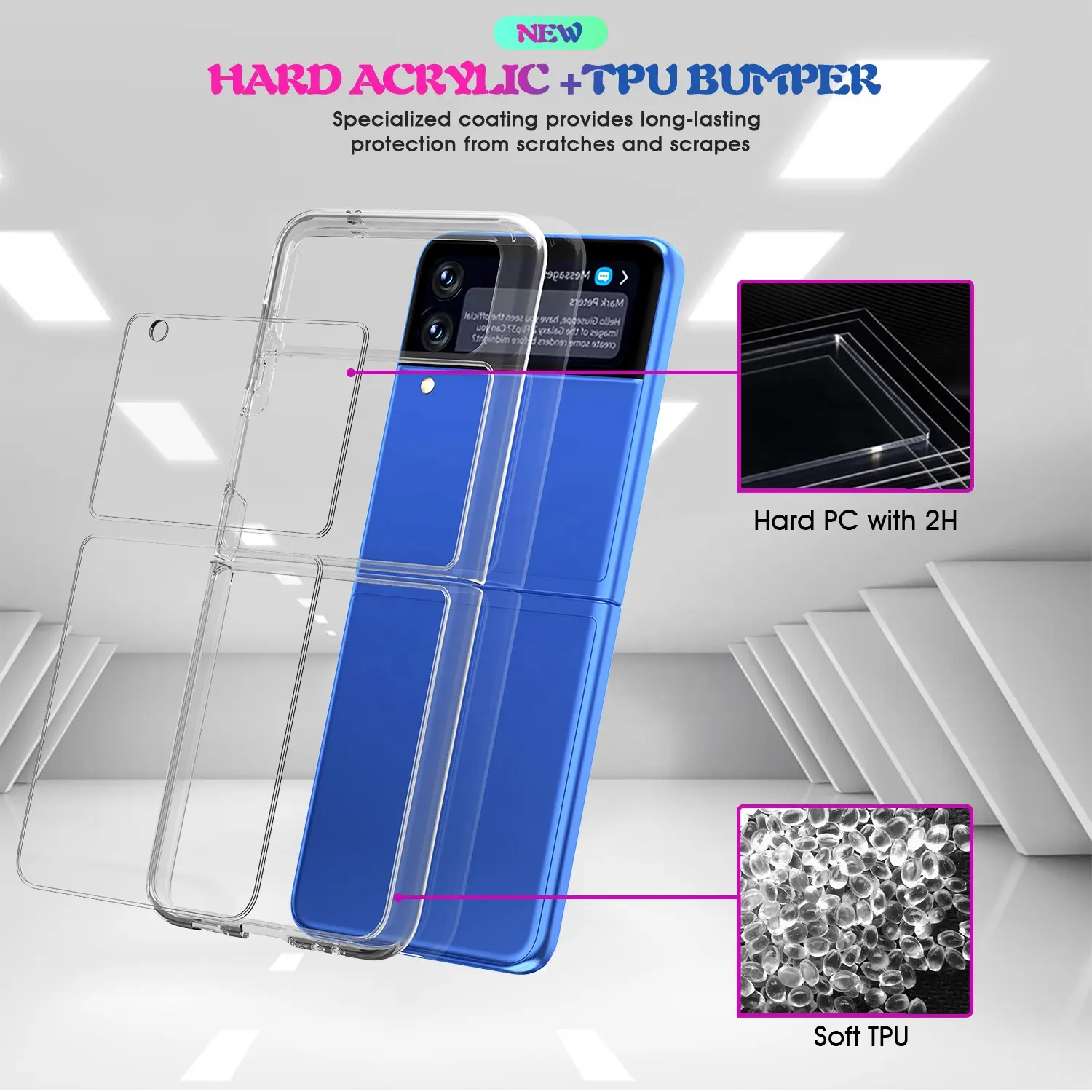 Acrylic TPU PC Handphone Case Crystal Shockproof Phone Cover for Samsung Z Fold 3 2 Galaxy Fold3 Flip2 Flip3 Z Flip 3 Clear Case
