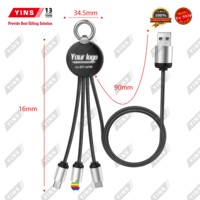 Porte-clés LED lumineux personnalisé double face avec logo, câble USB lumineux 5 en 1, imprimante de logo, cadeaux promotionnels, ordinateur, charge rapide 3A