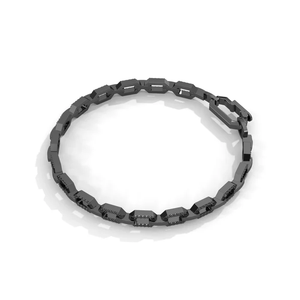 Pulsera Micro Hexa Link en Plata Pulida con Diseño Hexagonal Pavé en Blanco y Negro, Pieza Minimalista de Lujo Unisex - Product Image 5