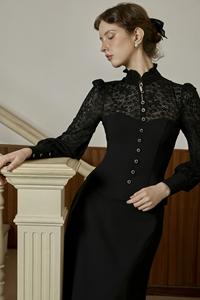 Conjunto de Blusa Clásica de Encaje ATHENA y Falda con Ribete de Encaje de Algodón, Estilo Vintage, Elegante y Romántico, Algodón (exterior) + Encaje Elástico (interior) KS52 - Product Image 3