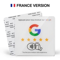 Plaque de table en acrylique NFC, carte d'avis Google, panneau de commande tactile par téléphone avec puce NTAG215