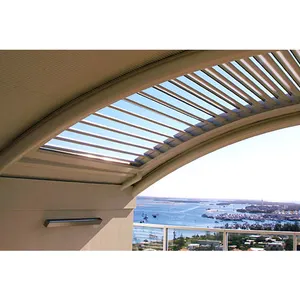 Latest Modern house design sun shade aluminium electric louvers roof pergola outdoor motorized adjustable louver roof pergola