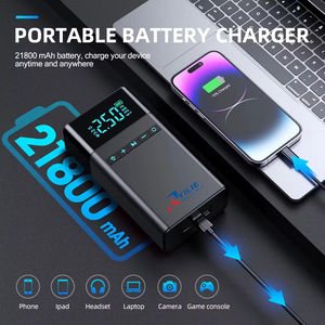 Démarreur de voiture et camion avec batterie de secours, gonfleur de pneus, lumière LED, compresseur d'air 12V 1800A Courant de crête - Product Image 6