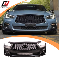 Ensemble de pare-chocs avant élégant pour Infiniti Q50 Q50L 2018-2023, en ABS noir brillant, avec calandre sport en nid d'abeille, accessoire de kit carrosserie amélioré
