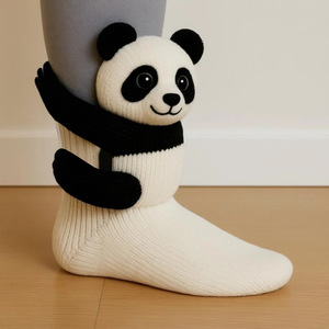 Chaussettes d'intérieur tricotées antidérapantes 3D animales, haute qualité, populaires hiver 2025, simulation Panda <span class=keywords><strong>Salamandre</strong></span>, au-dessus du genou - Product Image 4