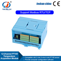 Módulo de Adquisición de Temperatura Huaqingjun de 12 Canales RS485 LAN PT100, MODBUS RTU, Modbus TCP, Resistencia Térmica para Sondas PT100
