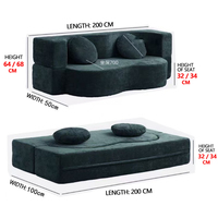 Canapé convertible lavable de style nordique pour deux personnes, rembourré en mousse à mémoire de forme haute densité, moderne et léger, compressé sous vide