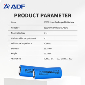 3.2v 3600mah 26650 충전식 원통형 Lifepo4 배터리 셀 제조업체 - Product Image 3