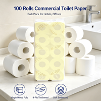 Rouleaux de papier toilette premium écologiques, dissolvables et compatibles avec les fosses septiques, 4 plis, épais, résistants, absorbants et gaufrés pour salle de bain