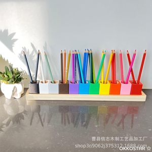 Porte-crayons en bois, organisateur de papeterie, design moderne et simple, pour enfants et usage au bureau - Product Image 1