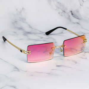 Прямоугольные солнцезащитные очки, винтажные прямоугольные солнцезащитные очки с индивидуальным логотипом, прямоугольные мужские солнцезащитные очки без оправы - Product Image 3