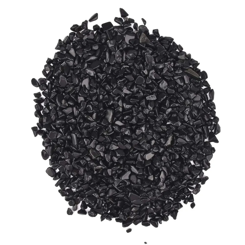 Piedra de obsidiana negra Natural de cuarzo, Chips de cristal Natural triturado