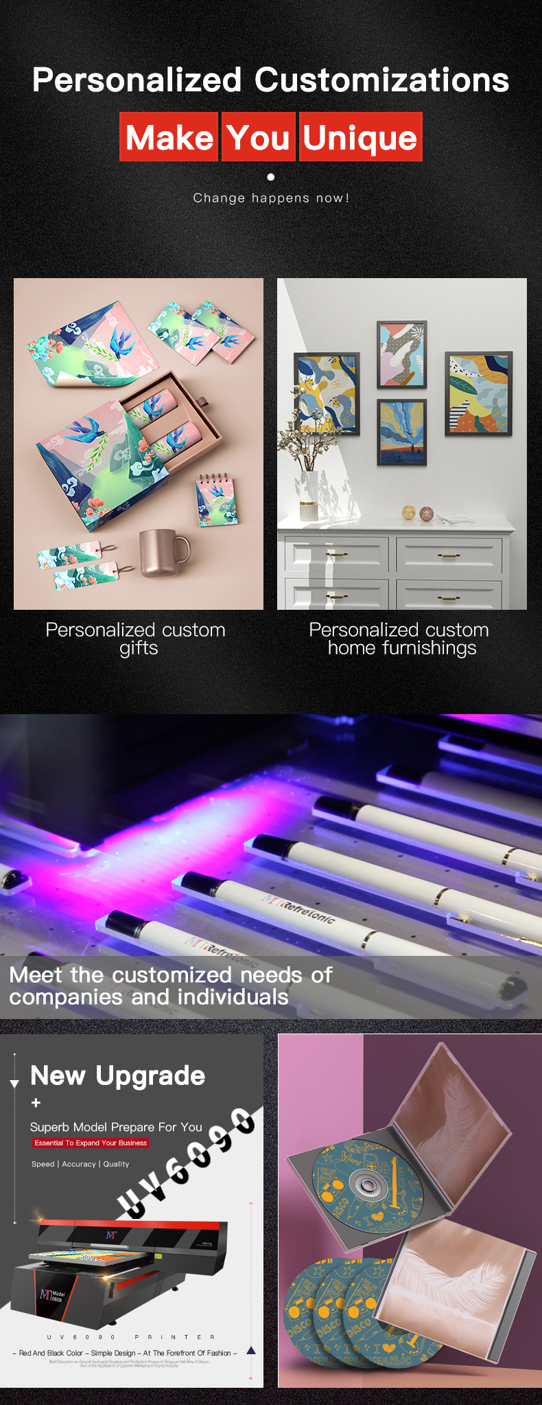 MT Refreto<i></i>nic UV Flatbed printer MT-UV6090pro me<i></i>tal glass  printing machine