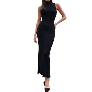 Abito da <span class=keywords><strong>donna</strong></span> 2026 alla moda europeo-americano, elegante, a collo alto, <span class=keywords><strong>aderente</strong></span>, in maglia, confortevole, tinta unita, a vita alta - Product Image 6