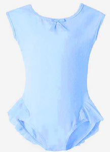 Body da <span class=keywords><strong>ballerina</strong></span> per bambine in cotone a maniche corte con fiocco e gonna tutù in chiffon a rete per danza e ginnastica - Product Image 6