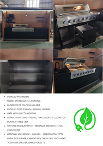 Hot bán tùy chỉnh ngoài trời đồ nội thất nhà bếp High End BBQ grills và bên ngoài nhà bếp với lò nướng bánh pizza refridge & nướng - Product Image 3