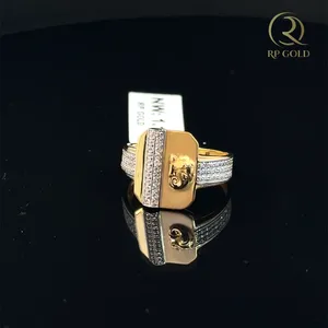 Bague de cocktail en or 18 carats pour homme, sertie de diamants, bijoux de luxe pour les événements de mariage - Product Image 3