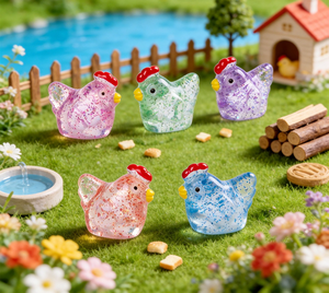 Accessoires de décoration paysagère, mini micro-paysage, figurine en résine à paillettes fines, petit ornement, mignon petit poussin - Product Image 2