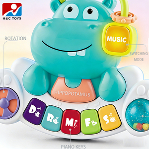 Bébé Son et Lumière Hippopotame <span class=keywords><strong>Piano</strong></span> 5 Différentes Tonalités Sonores Dessin Animé Hippopotame Conception Bébé Jouet Éducatif - Product Image 3