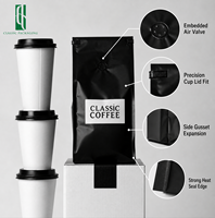 Sacs à café mats texturés de 1 lb, 2 lb, 5 lb avec valve et fermeture éclair, pochettes à fond plat grande capacité pour emballage de grains de café de 1 kg, 2 kg, 2,5 kg