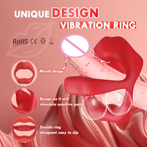 Anillo Vibrador Eléctrico con Forma de Boca para Masaje del Punto G Masculino, Doble Anillo para Masturbación y Juguete Sexual para Parejas - Product Image 4