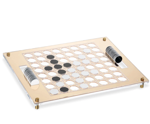 Acrylique personnalisé moderne Lucite Tic Tac Toe Set comprend des blocs transparents ultra épais sur un plateau lucite noir ou or - Product Image 5